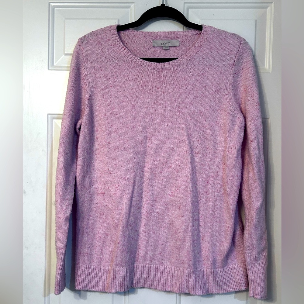 LOFT crew neck women’s pink sweater, size L